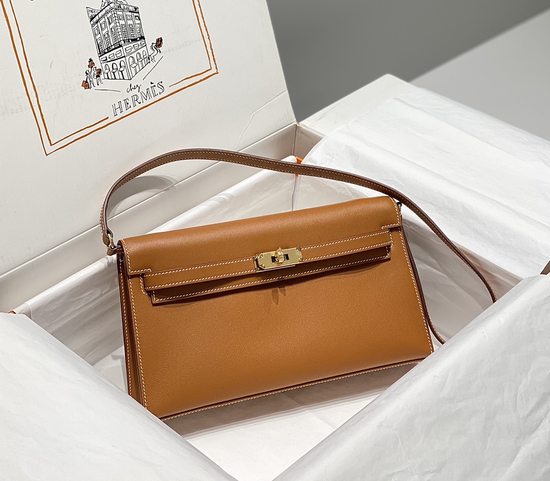 Hermes Kelly Elan Shoulder Bag in Brown Epsom Leather